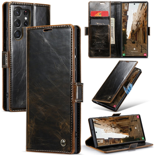 For Samsung Galaxy S23 Ultra 5G CaseMe 003 Crazy Horse Texture Leather Phone Case(Coffee) by CaseMe