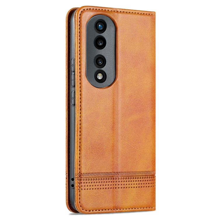 For Honor 80 Pro AZNS Magnetic Calf Texture Leather Phone Case(Light Brown) by AZNS
