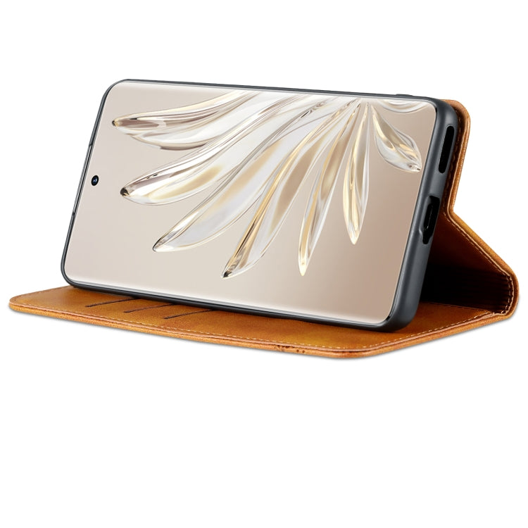 For Honor 80 Pro AZNS Magnetic Calf Texture Leather Phone Case(Light Brown) by AZNS