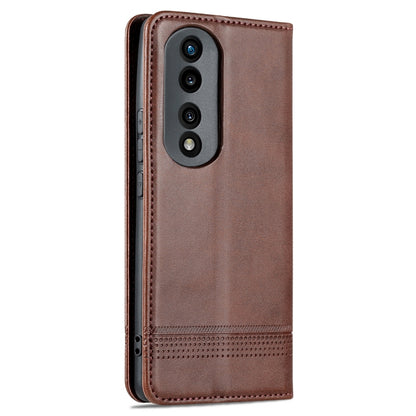 For Honor 80 Pro AZNS Magnetic Calf Texture Leather Phone Case(Dark Brown) by AZNS