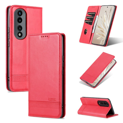 For Honor 80 AZNS Magnetic Calf Texture Leather Phone Case(Red) by AZNS