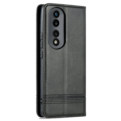 For Honor 80 AZNS Magnetic Calf Texture Leather Phone Case(Black) by AZNS