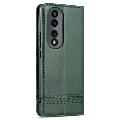For Honor 80 AZNS Magnetic Calf Texture Leather Phone Case(Dark Green) by AZNS