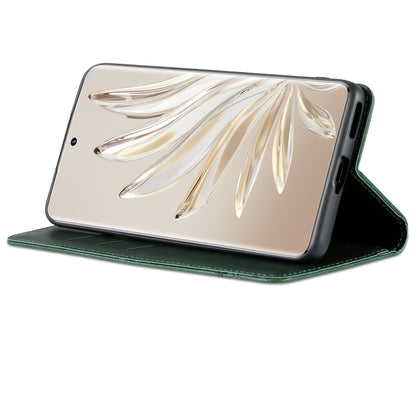 For Honor 80 AZNS Magnetic Calf Texture Leather Phone Case(Dark Green) by AZNS