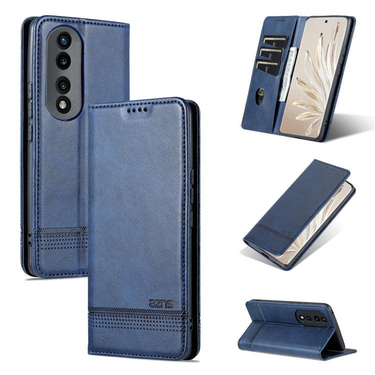 For Honor 80 AZNS Magnetic Calf Texture Leather Phone Case(Dark Blue) by AZNS