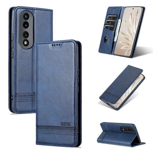For Honor 80 AZNS Magnetic Calf Texture Leather Phone Case(Dark Blue) by AZNS