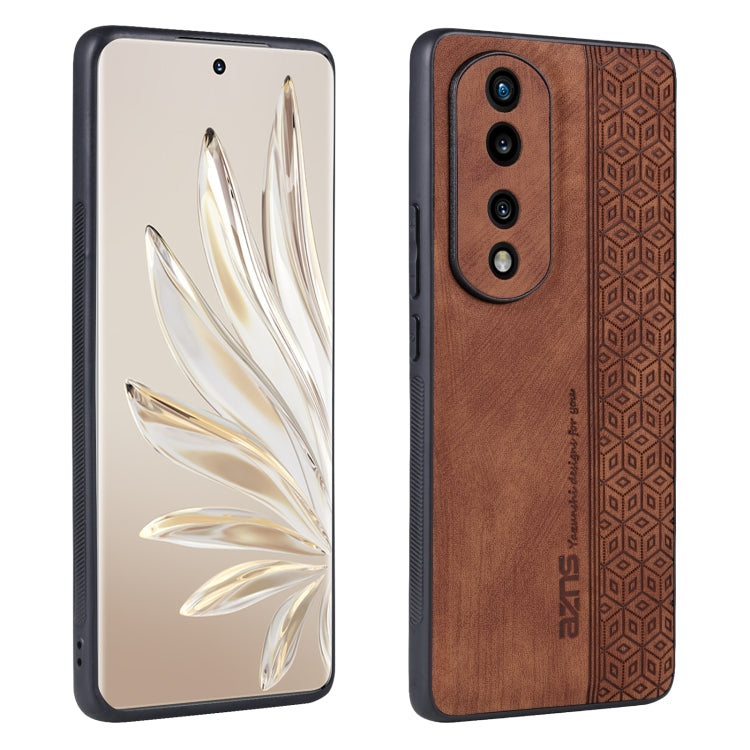 For Honor 80 Pro AZNS 3D Embossed Skin Feel Phone Case(Brown) by AZNS