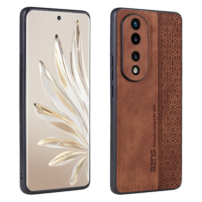 For Honor 80 AZNS 3D Embossed Skin Feel Phone Case(Brown) by AZNS