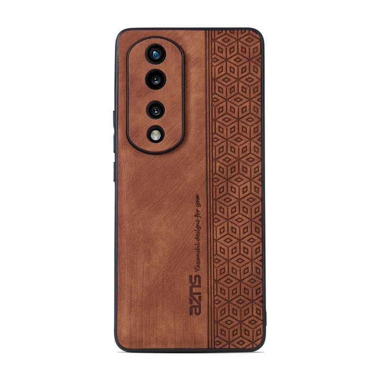 For Honor 80 AZNS 3D Embossed Skin Feel Phone Case(Brown) by AZNS