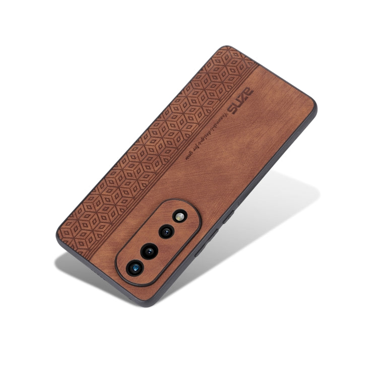 For Honor 80 AZNS 3D Embossed Skin Feel Phone Case(Brown) by AZNS