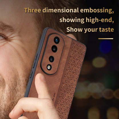 For Honor 80 AZNS 3D Embossed Skin Feel Phone Case(Brown) by AZNS