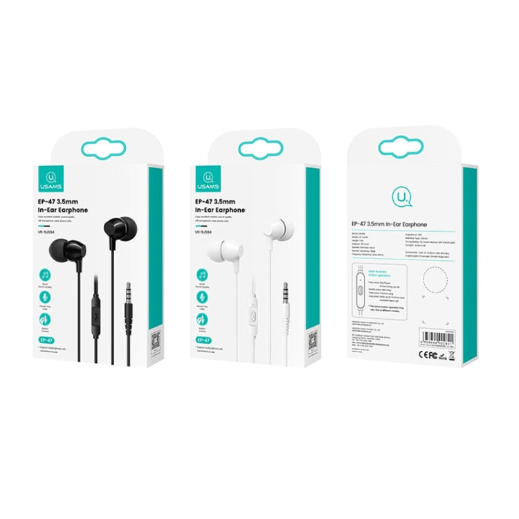 USAMS US-SJ594 EP-47 3.5mm In-Ear Wired Earphone, Length: 1.2m(White) by USAMS