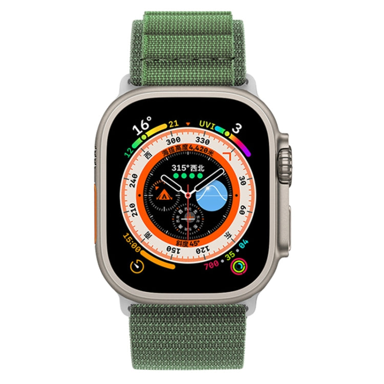 Nylon Loop Watch Band For Apple Watch Ultra 49mm&Watch Ultra 2 49mm / Series 9&8&7 45mm / SE 3&SE 2&6&SE&5&4 44mm / 3&2&1 42mm(Army Green) by bashfashion