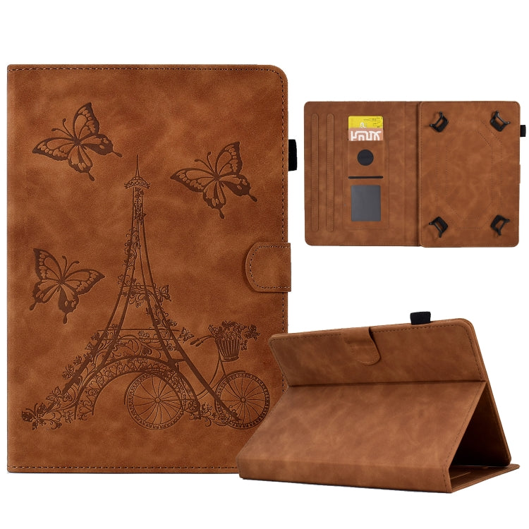 For 10 inch Tablets Tower Embossed Leather Tablet Case(Brown) by bashfashion