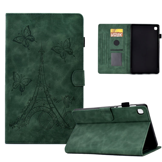 For Samsung Galaxy Tab A7 Lite Tower Embossed Leather Tablet Case(Green) by bashfashion