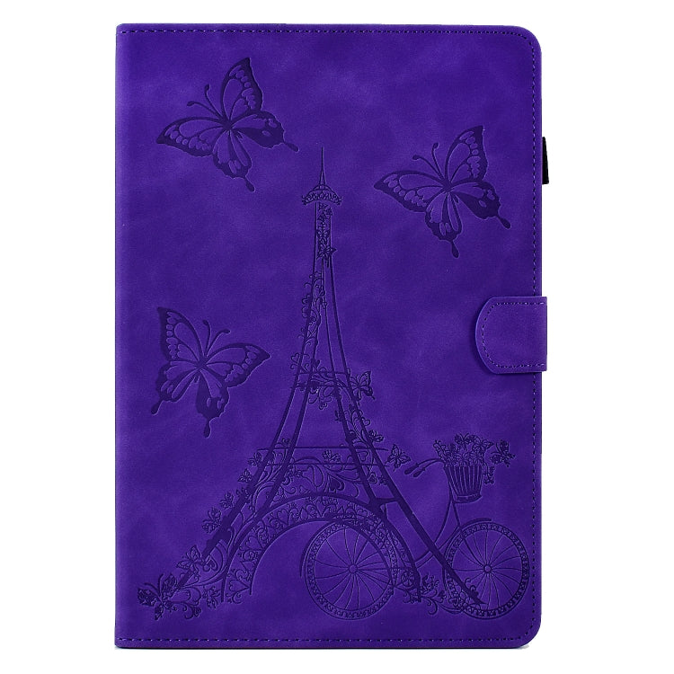 For Samsung Galaxy Tab A8 10.5 2021 X205 Tower Embossed Leather Smart Tablet Case(Purple) by bashfashion
