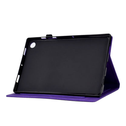 For Samsung Galaxy Tab A8 10.5 2021 X205 Tower Embossed Leather Smart Tablet Case(Purple) by bashfashion