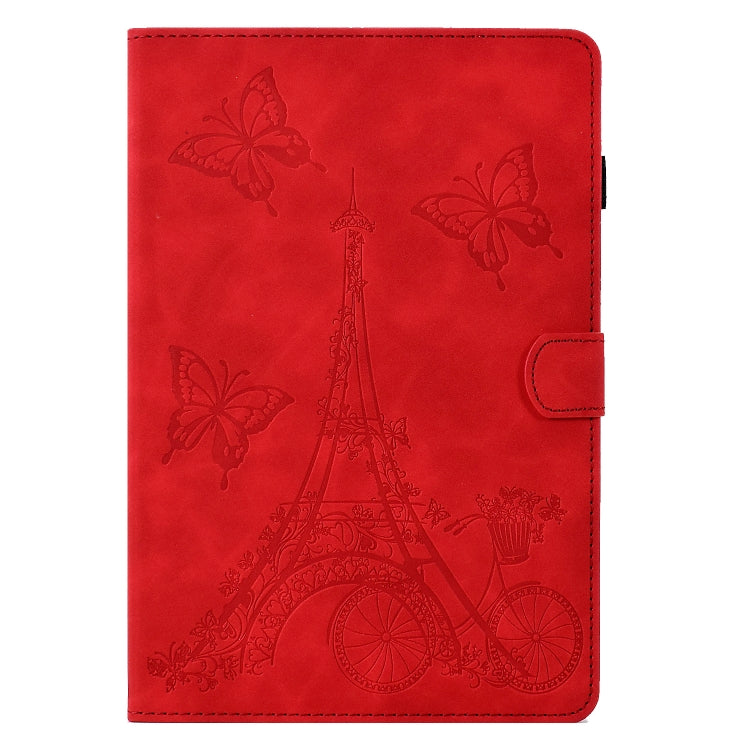 For Samsung Galaxy Tab A8 10.5 2021 X205 Tower Embossed Leather Smart Tablet Case(Red) by bashfashion