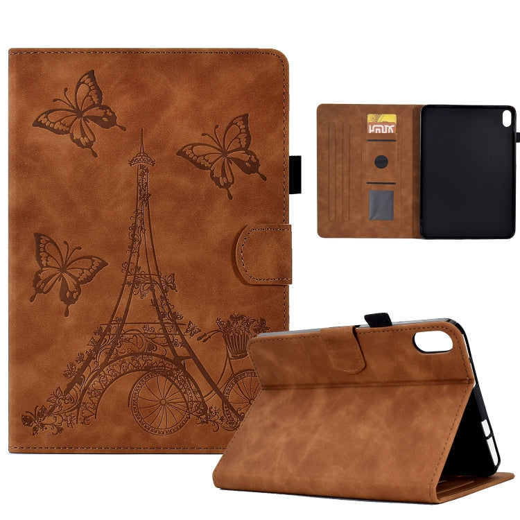 For iPad 2025 / 2022 Tower Embossed Leather Smart Tablet Case(Brown) by bashfashion