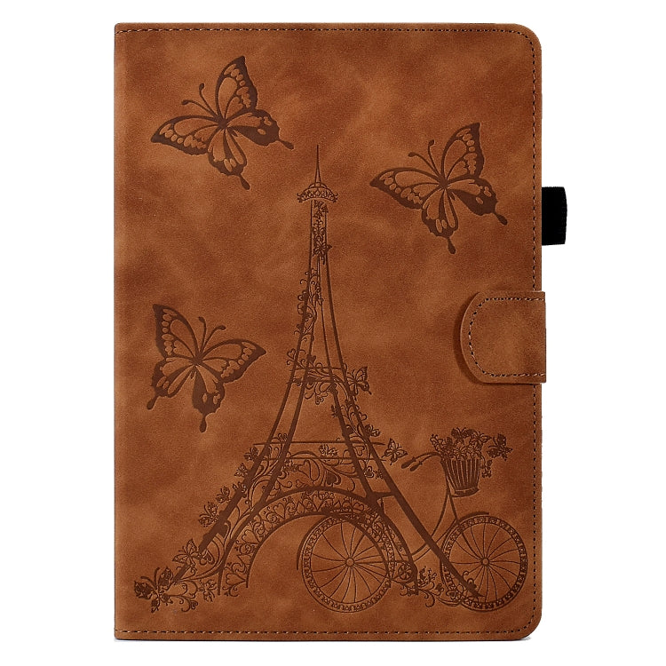 For iPad 2025 / 2022 Tower Embossed Leather Smart Tablet Case(Brown) by bashfashion