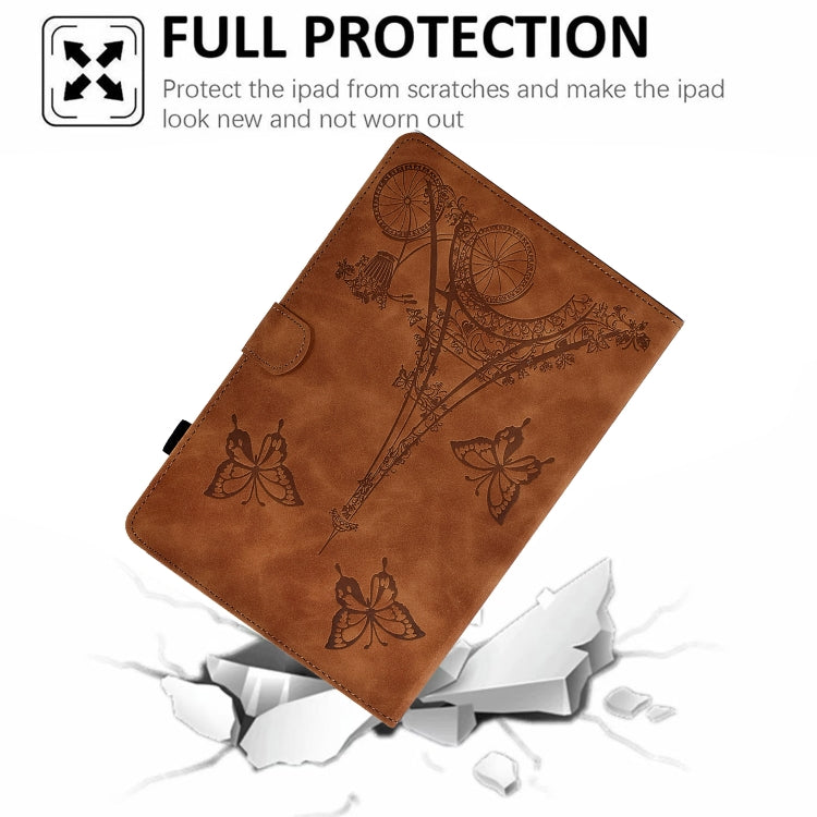 For iPad 2025 / 2022 Tower Embossed Leather Smart Tablet Case(Brown) by bashfashion