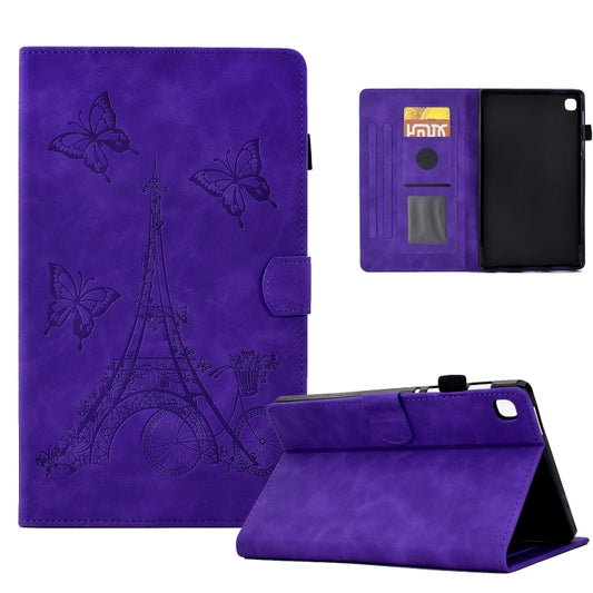 For Samsung Galaxy Tab S6 Lite P610 Tower Embossed Leather Smart Tablet Case(Purple) by bashfashion
