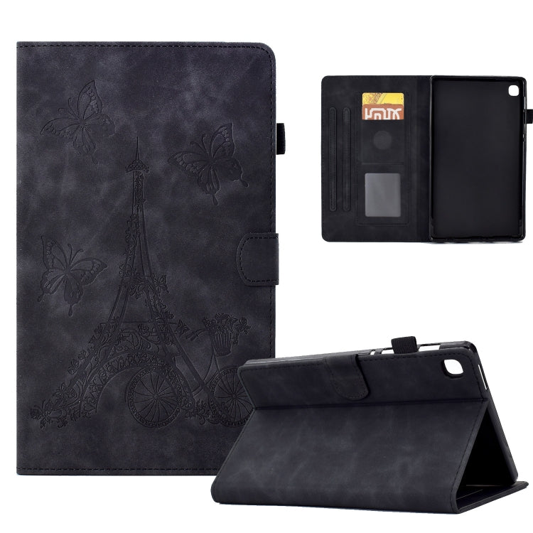 For Samsung Galaxy Tab S6 Lite P610 Tower Embossed Leather Smart Tablet Case(Black) by bashfashion