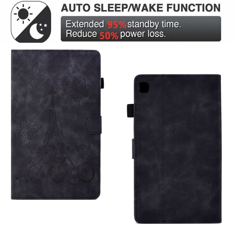For Samsung Galaxy Tab S6 Lite P610 Tower Embossed Leather Smart Tablet Case(Black) by bashfashion