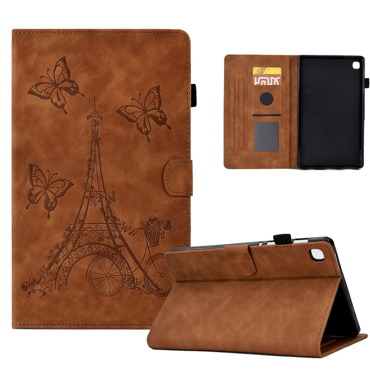 For Samsung Galaxy Tab A7 10.4 2020 T500 Tower Embossed Leather Smart Tablet Case(Brown) by bashfashion