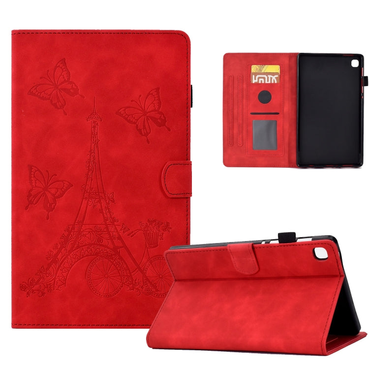 For Samsung Galaxy Tab A7 10.4 2020 T500 Tower Embossed Leather Smart Tablet Case(Red) by bashfashion