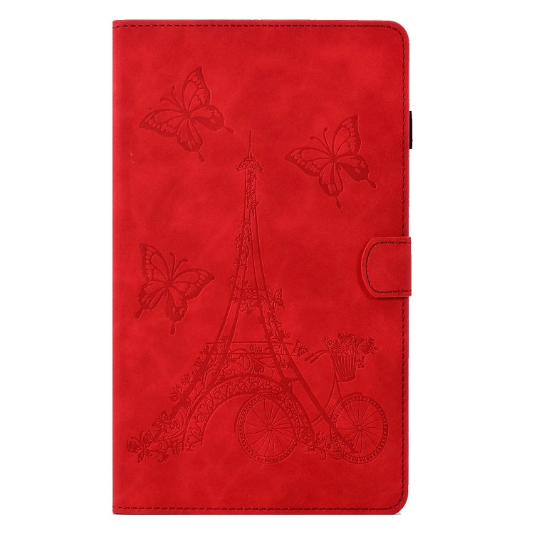 For Samsung Galaxy Tab A7 10.4 2020 T500 Tower Embossed Leather Smart Tablet Case(Red) by bashfashion