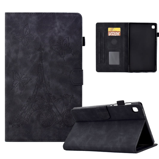 For Samsung Galaxy Tab A7 10.4 2020 T500 Tower Embossed Leather Smart Tablet Case(Black) by bashfashion