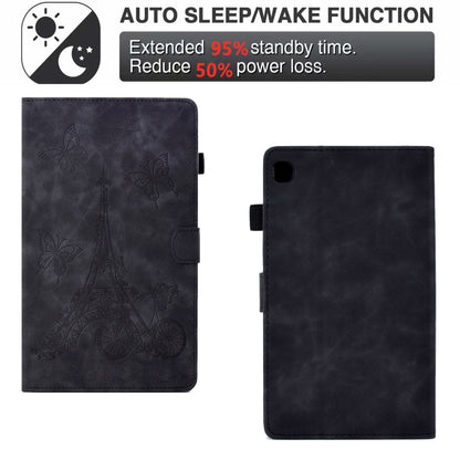 For Samsung Galaxy Tab A7 10.4 2020 T500 Tower Embossed Leather Smart Tablet Case(Black) by bashfashion