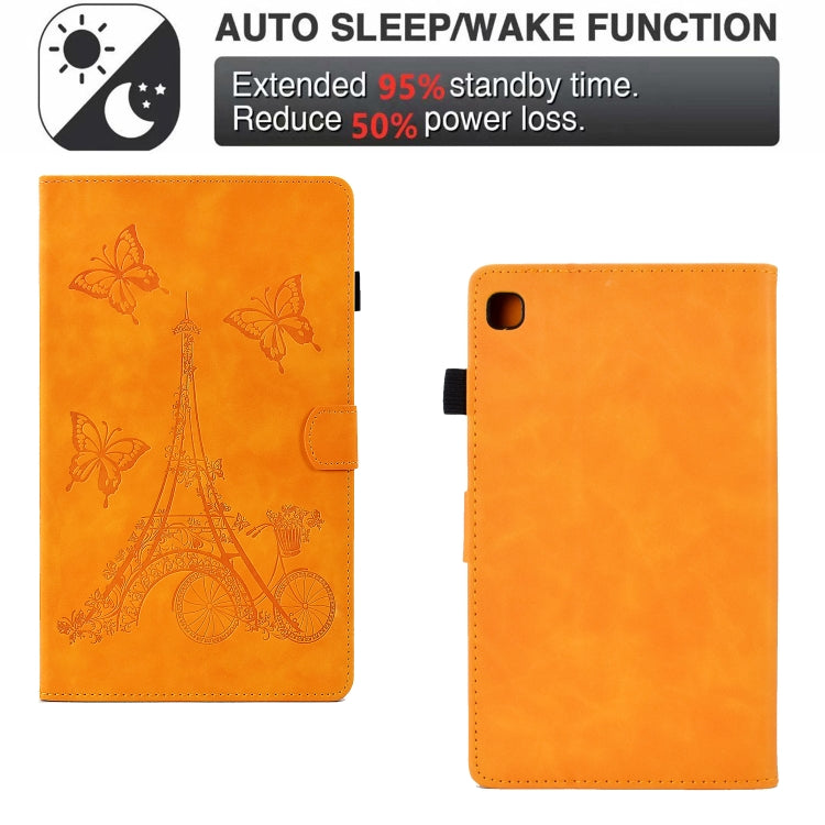 For Samsung Galaxy Tab A7 10.4 2020 T500 Tower Embossed Leather Smart Tablet Case(Khaki) by bashfashion