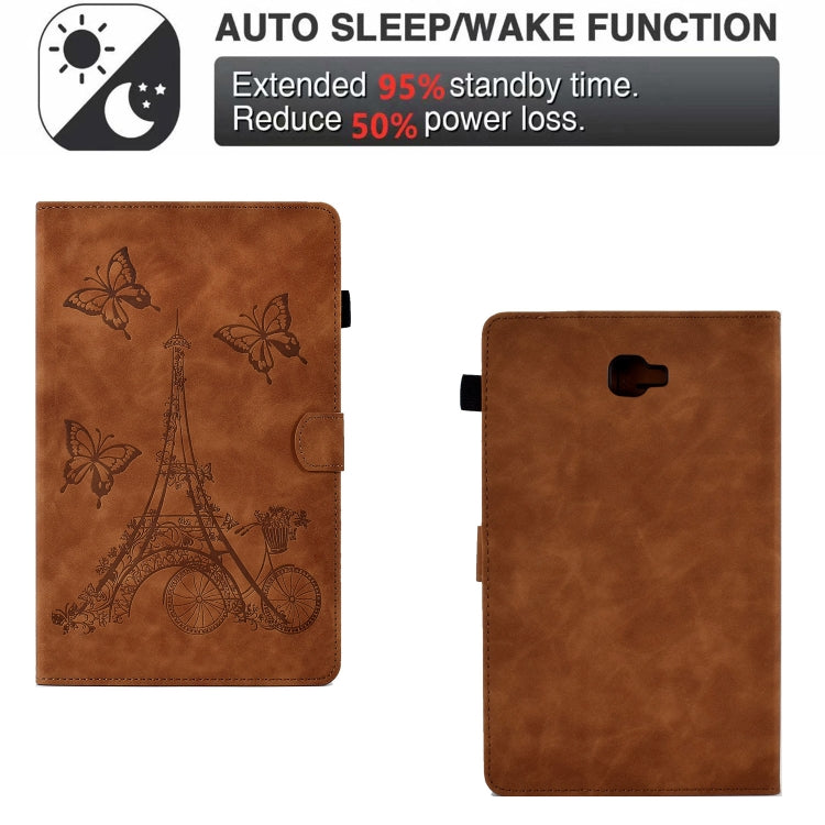 For Samsung Galaxy Tab A 10.1 2016 T580 Tower Embossed Leather Smart Tablet Case(Brown) by bashfashion