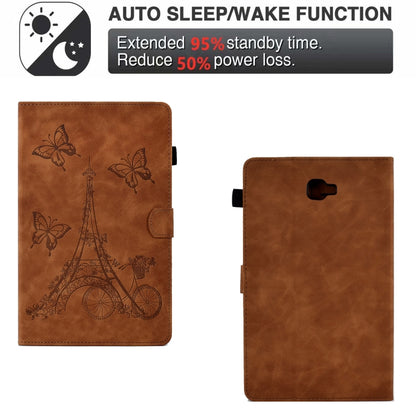 For Samsung Galaxy Tab A 10.1 2016 T580 Tower Embossed Leather Smart Tablet Case(Brown) by bashfashion