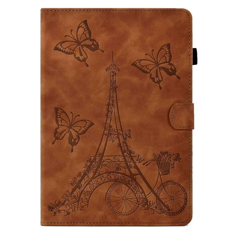 For Lenovo M10 Tower Embossed Leather Smart Tablet Case(Brown) by bashfashion