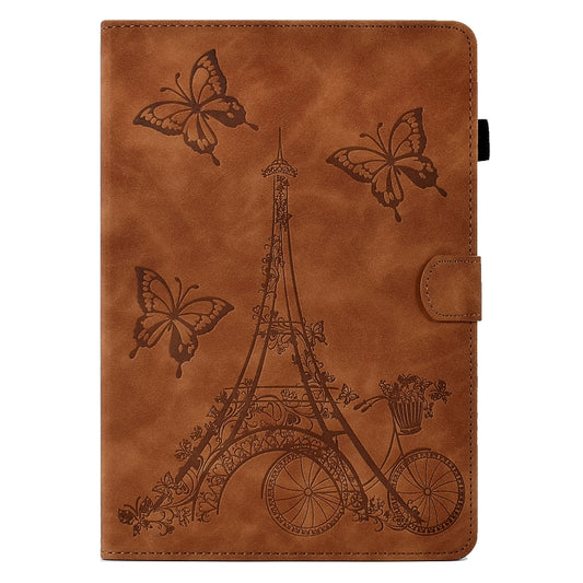 For Lenovo M10 Tower Embossed Leather Smart Tablet Case(Brown) by bashfashion