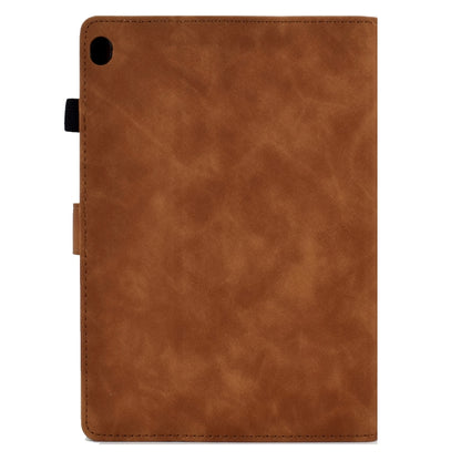 For Lenovo M10 Tower Embossed Leather Smart Tablet Case(Brown) by bashfashion