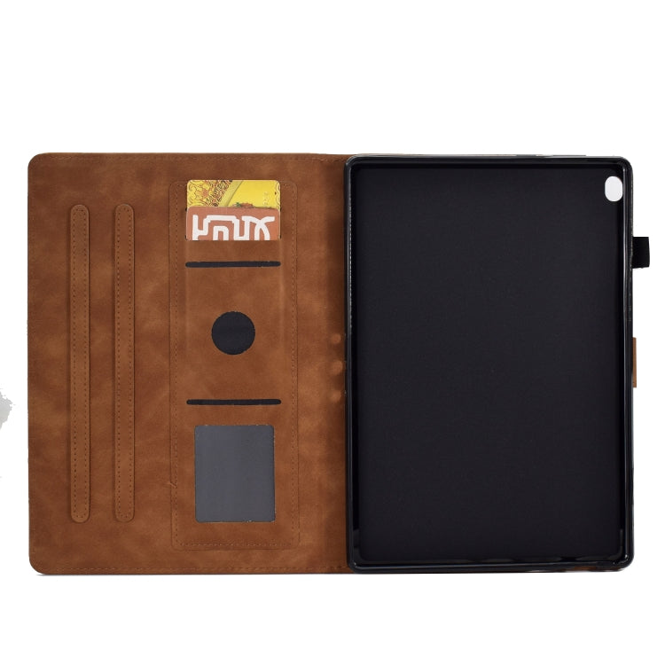 For Lenovo M10 Tower Embossed Leather Smart Tablet Case(Brown) by bashfashion