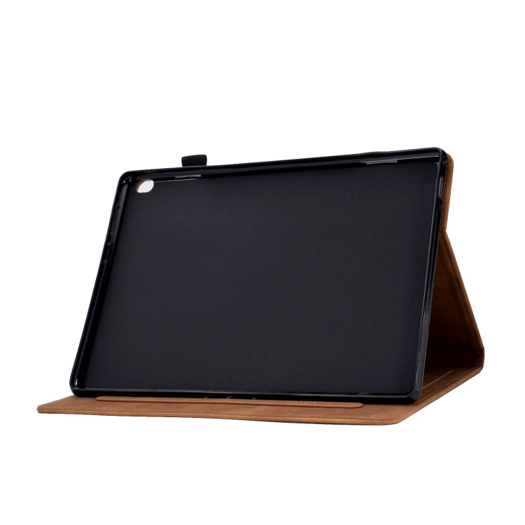 For Lenovo M10 Tower Embossed Leather Smart Tablet Case(Brown) by bashfashion