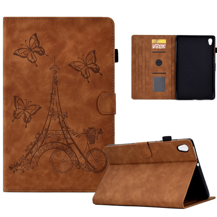 For Lenovo Tab M10 Gen 2 Tower Embossed Leather Smart Tablet Case(Brown) by bashfashion