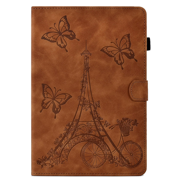 For Lenovo M10 Plus Tower Embossed Leather Smart Tablet Case(Brown) by bashfashion