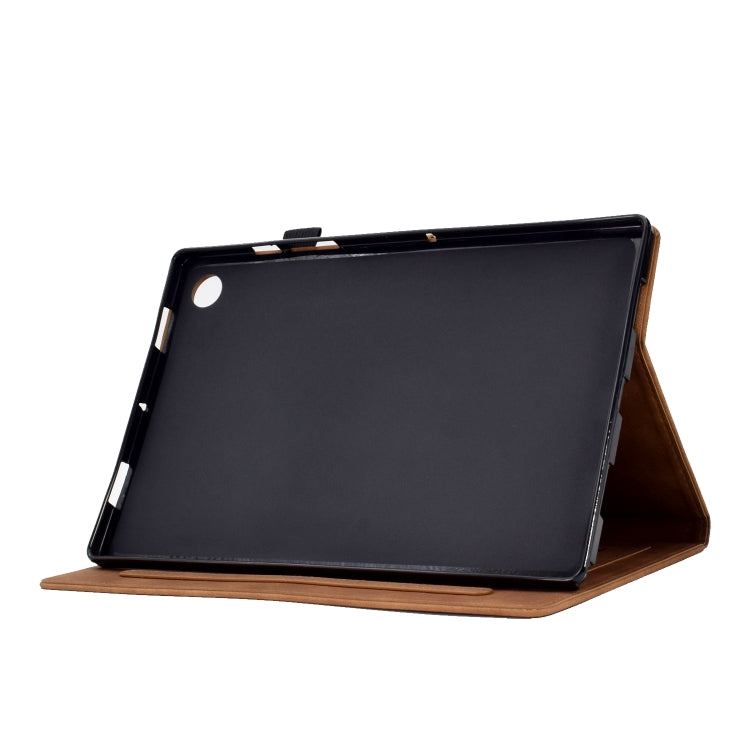 For Lenovo M10 Plus Tower Embossed Leather Smart Tablet Case(Brown) by bashfashion