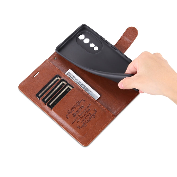 For Honor 80 AZNS Sheepskin Texture Flip Leather Phone Case(Brown) by AZNS