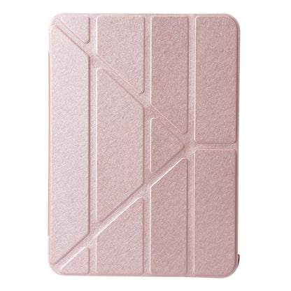 For iPad 2025 / 2022 Silk Texture Horizontal Deformation Flip Tablet Leather Case with Holder(Rose Gold) by bashfashion