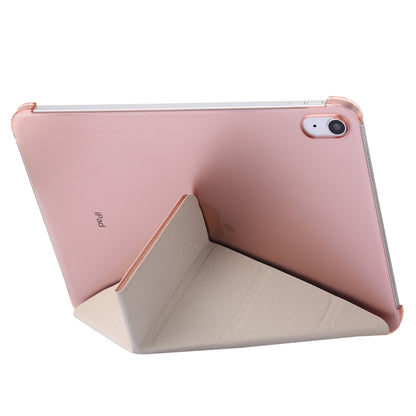 For iPad 2025 / 2022 Silk Texture Horizontal Deformation Flip Tablet Leather Case with Holder(Rose Gold) by bashfashion