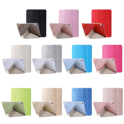 For iPad 2025 / 2022 Silk Texture Horizontal Deformation Flip Tablet Leather Case with Holder(Rose Gold) by bashfashion