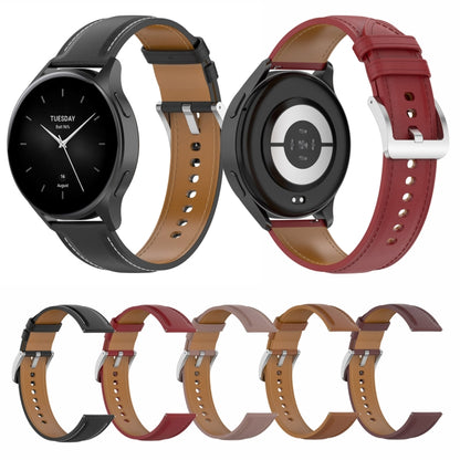 For Huawei Watch Buds/Xiaomi Watch S2 22mm Genuine Leather Watch Band(Dark Brown) by bashfashion