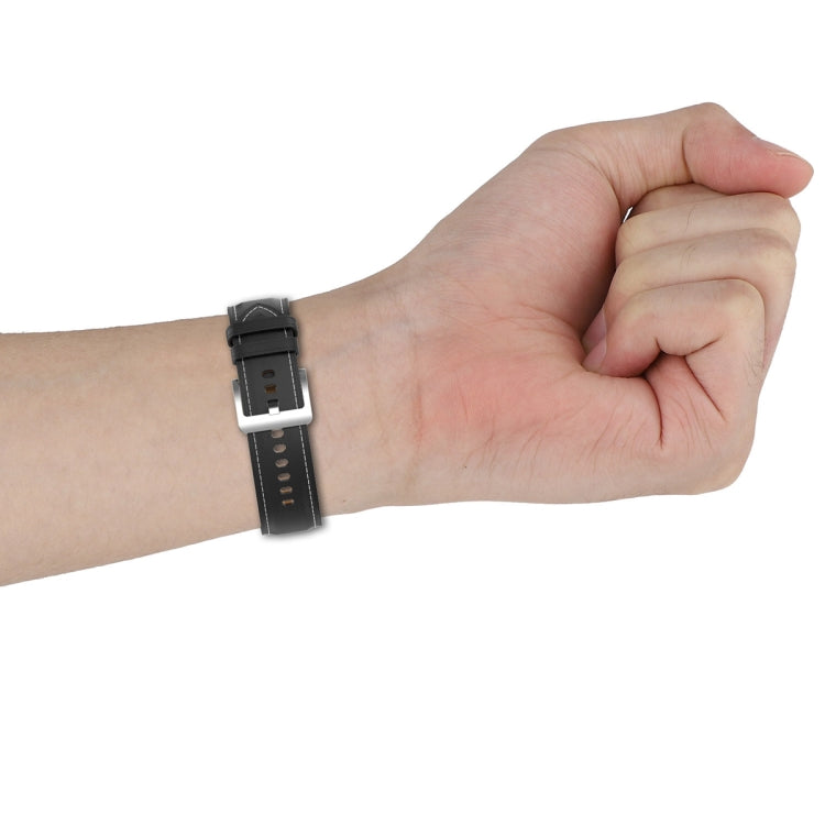 For Huawei Watch Buds/Xiaomi Watch S2 22mm Genuine Leather Watch Band(Dark Brown) by bashfashion